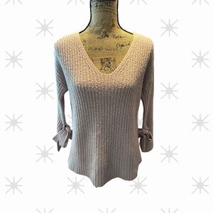 012 - V-Neck Sweater with tie Detail on sleeve
